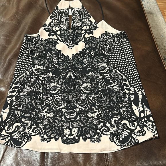 Express XS halter silk pink and black tank - Picture 6 of 7